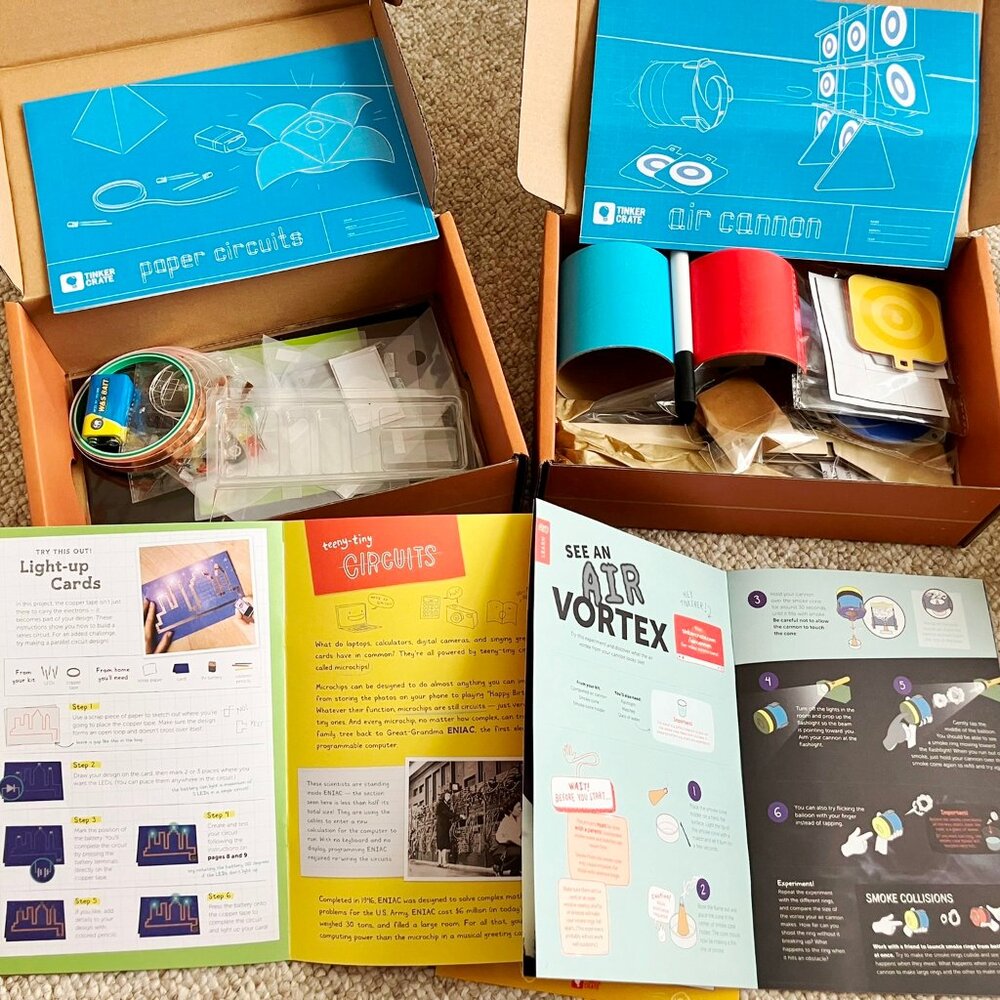 KiwiCo Tinker Crate Paper Canon & Paper Circuits 2 box set Educational Toy STEM